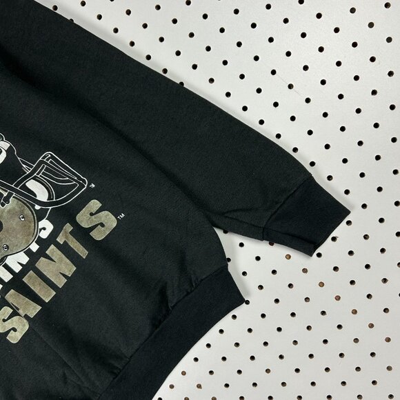New Orleans Saints NFL Crewneck Small Black Gold 90s Sweatshirt Graphic Jumper - Picture 3 of 6